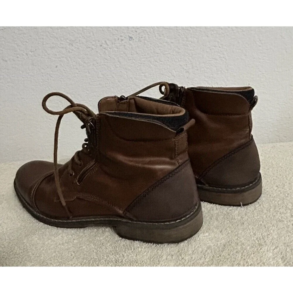 Steve Madden Men's Size 10 M-trader Cognac Lace-up and Side Zipper Combat Boots